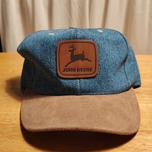 John Deere Suede Bill And Denim Snapback Hat - NWOT